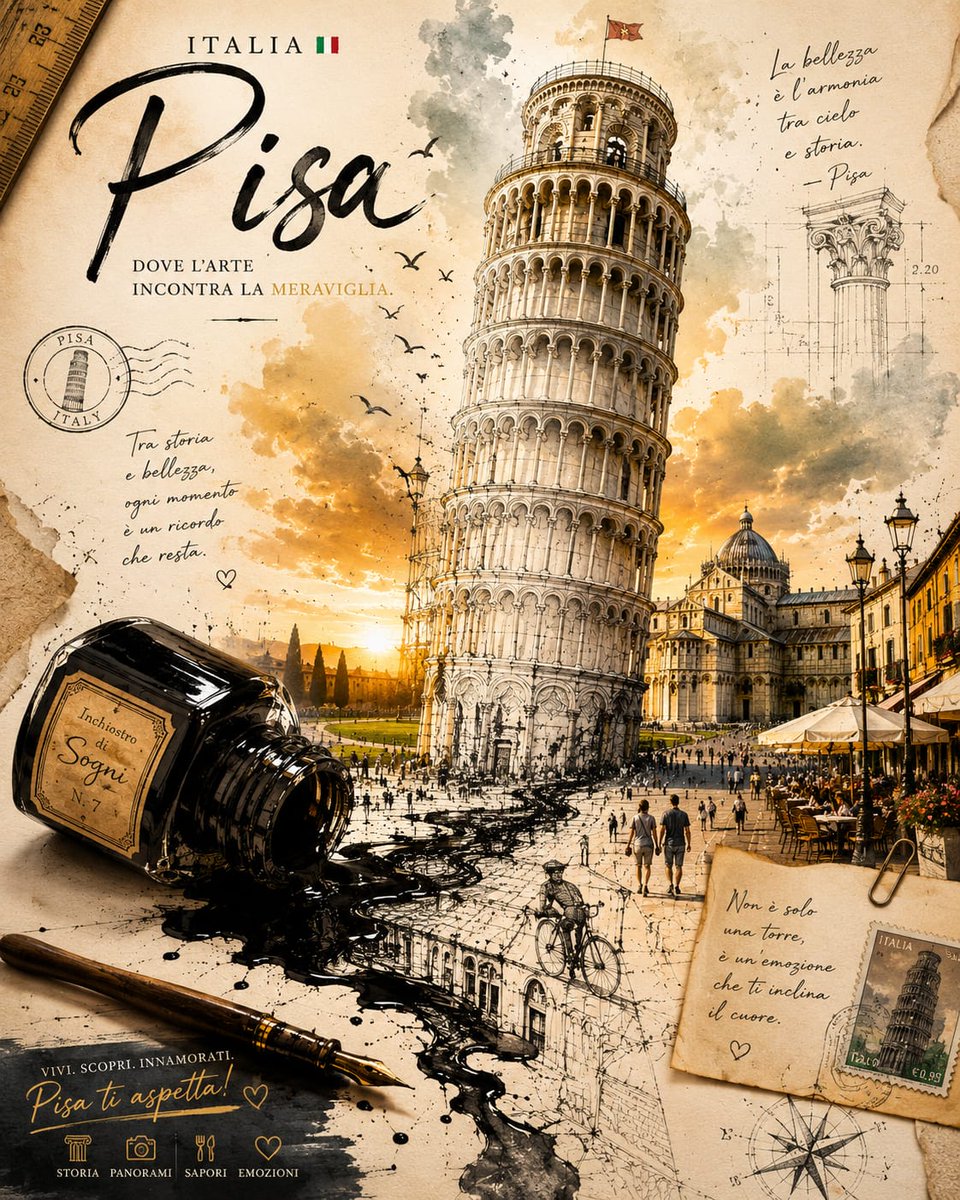创作一张超高端手工素描风格的旅游海报，画面中自由女神像从放置在深色木质设计师办公桌上的一个发光的、破裂的复古罗盘中磅礴浮现，象征自由、梦想与冒险。雕像的下半部分应呈现为粗糙的建筑…
