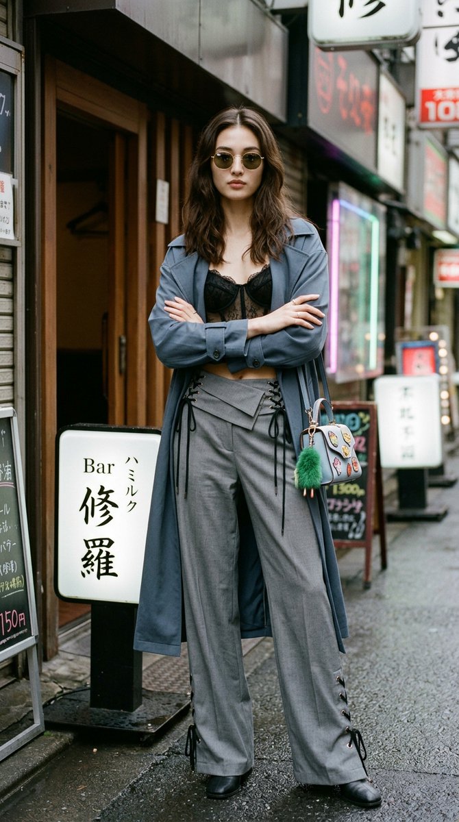 图片展示一位迷人惊艳、美丽的20岁日本或韩国女性,高挑纤细的时尚模特身材,修长优雅的双腿,纤瘦优雅的轮廓,四肢修长的比例,精致的运动女性化线条,平衡轻盈的体态,精致杂志时尚比例…