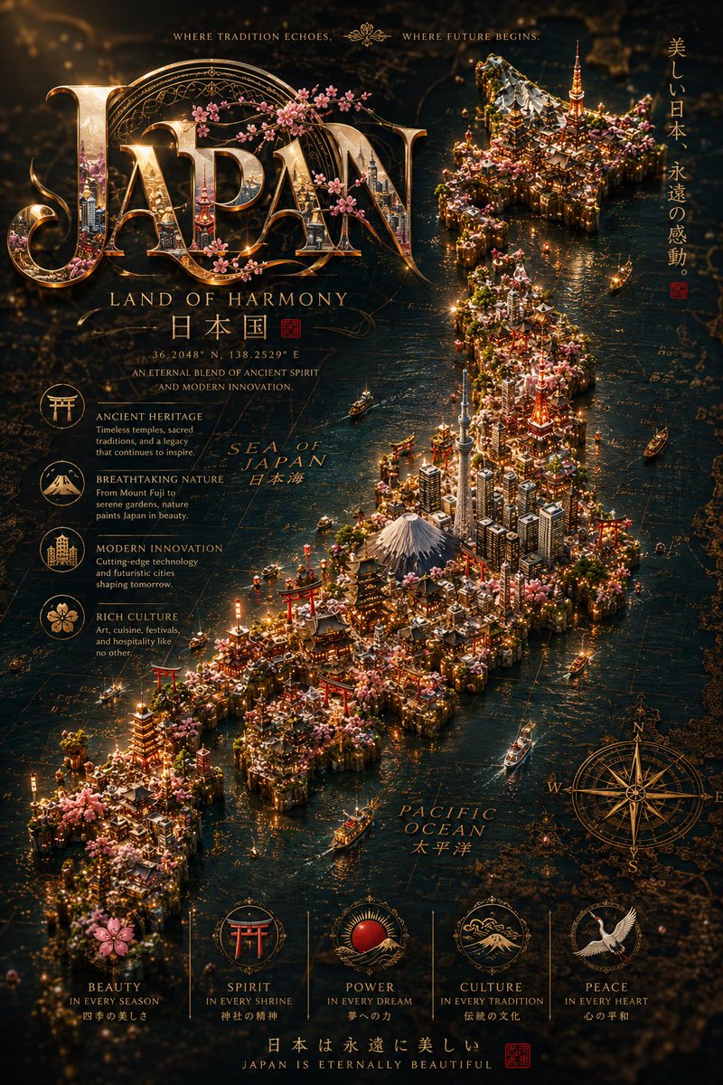 终极病毒式传播电影级国家地图集提示词（主模板） 一幅超高端电影奇幻地图集可视化作品，描绘[COUNTRY]（国家），将其转化为令人叹为观止的纯手工微缩文明，从…