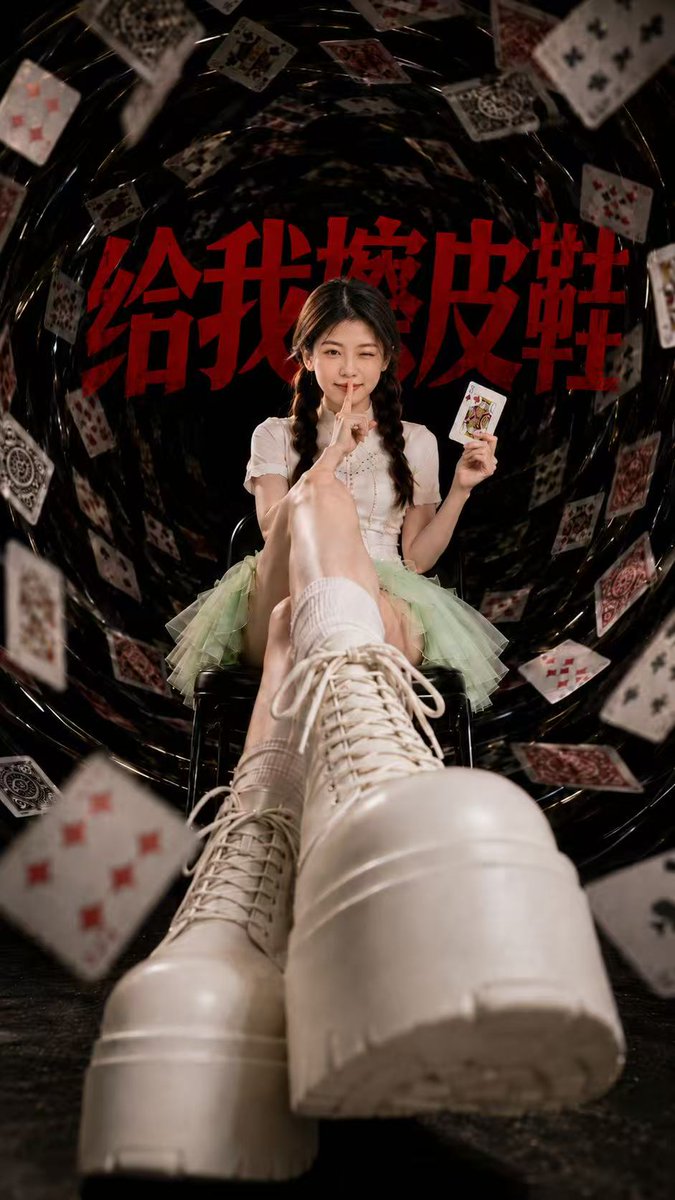 Polish my shoes 给我擦皮鞋 Card-vortex poster portrait with a realistic studio-shot…