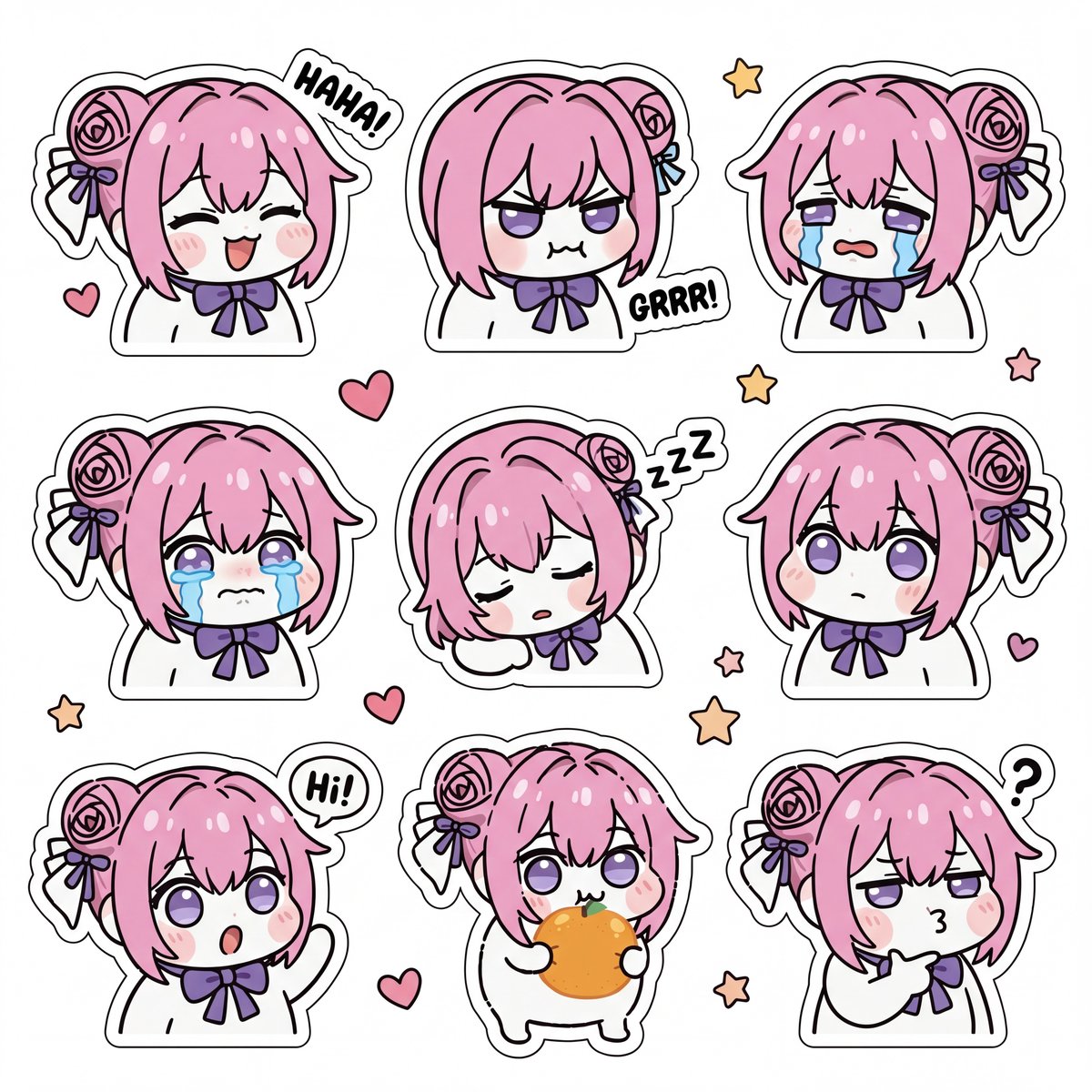 { "subject": { "character_1": { "name": "Doro", "style": "可爱的Q版卡通贴纸表风格,简洁极简的轮廓线…