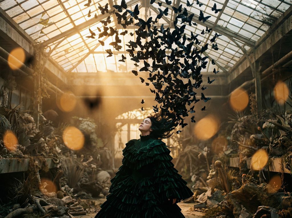 { "vibe_title_en": "Ecstatic Butterfly Dream", "master_prompt": "A cinematic, extremely w…