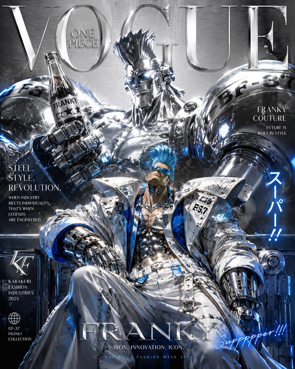 奢华动漫时尚杂志封面,灵感源自《Vogue》与高级定制时装大片,《海贼王》角色重塑为精英时尚偶像,戏剧化的电影级构图,超精细动漫插画,高端杂志排版字体,优雅衬线字体,光泽感奢华杂…