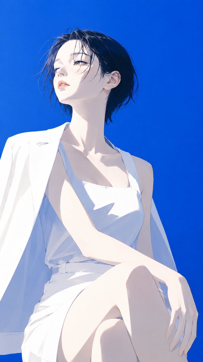https://t.co/7MqP1Do5tb 高端日本时尚杂志封面插画，极简现代数字时尚艺术风格。精致的赛璐璐上色手法，搭配干净锐利的大色块，几乎看不见线条，边缘清晰而优雅。以…