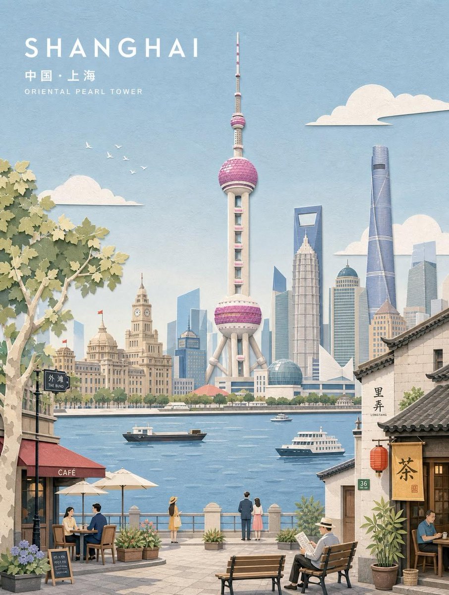 创作一幅精致的宽幅风景插画，描绘 [CITY/SUBJECT]，自然地将 [ICONIC LANDMARK] 作为主要的可识别视觉焦点融入画面。 核心风格： 将 [SUBJECT…