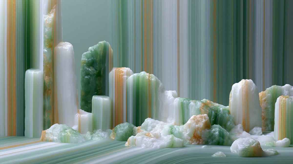 柔和 温柔 美丽 连续 垂直 绿色和白色 线条 --ar 16:9 --profile v23i2sd --stylize 500 --hd --v 8.1 https://t.…