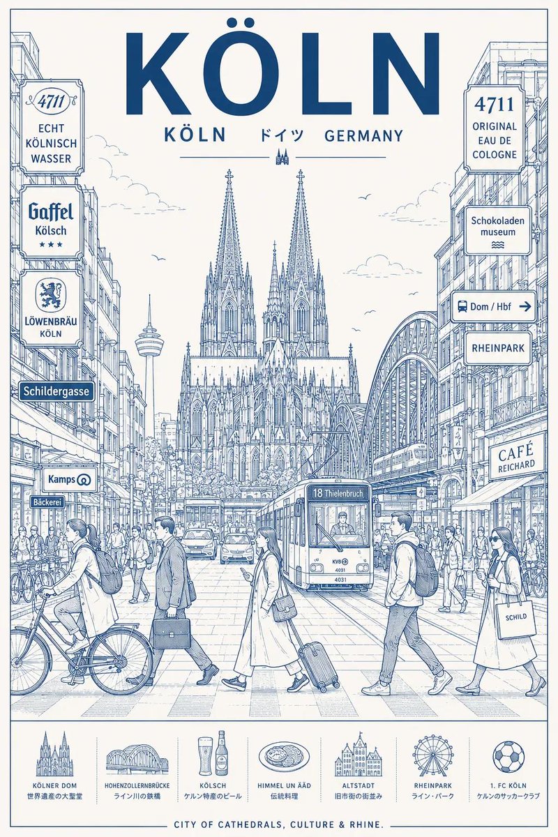 创建一张超高分辨率的极简线条艺术旅行海报，主题为 [DESTINATION]，将这座城市描绘为时尚的日常都市场景，而非游客明信片。 核心构图： - 中央构图展示这座城市最具标志性…