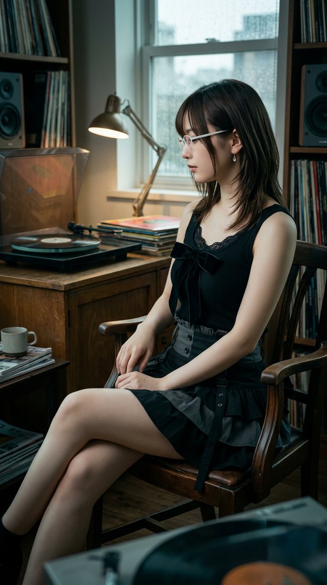 创作一张超写实编辑风格的人像照片，主角为一位20岁的日韩女性：白色细框眼镜，正常佩戴于面部，镜片对齐双眼；佩戴小巧水滴形宝石耳钉，精致低调的微光；自然基础体型，目测身高约160-…