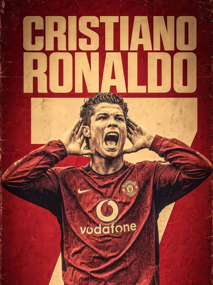 C罗（Cristiano Ronaldo）启发传奇足球海报，超精细数字插画，英雄式仰视目光，强烈坚定的表情，特写肖像主导构图，动态泼溅颜料与墨水质感，复古做旧海报美学，葡萄牙红、…