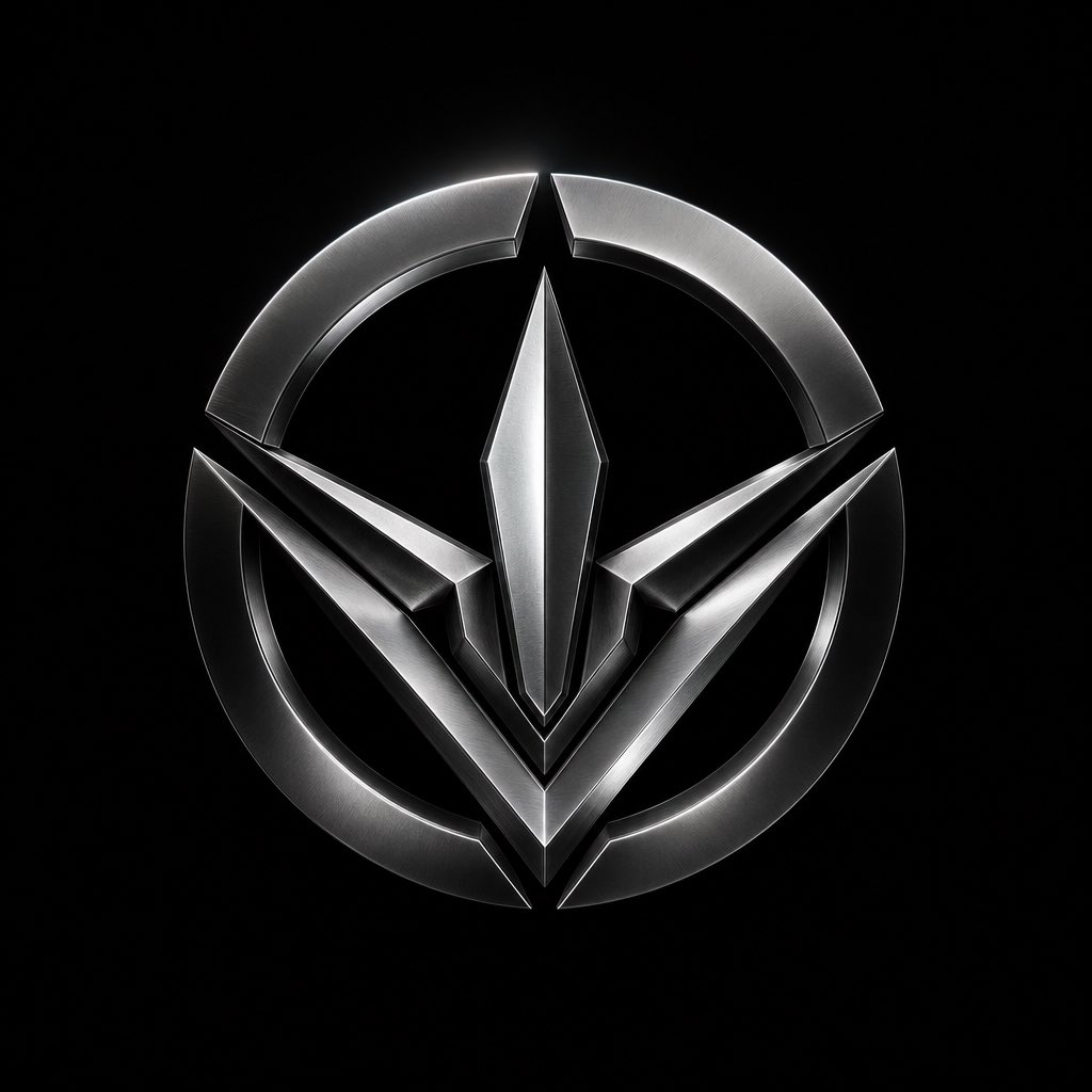超精细银色金属 logo 悬浮于纯哑光黑色背景之上，超高对比度构图，单色未来主义美学，奢华极简品牌设计，拉丝铬材质配微观金属纹理，高级反光表面配可控高光，电影级柔和漫射光，深邃阴…