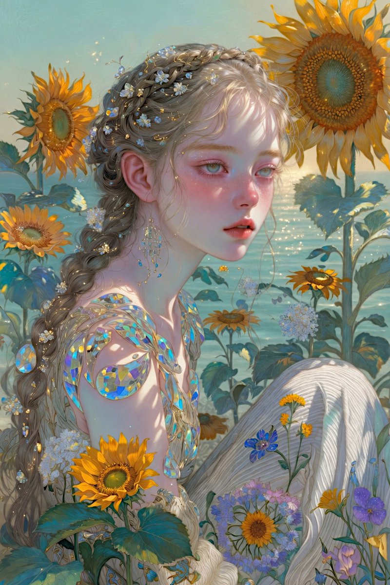 杰作级博物馆品质的翠绿金色梦境画作,超凡的夏日白昼幻想,1990年代动漫优雅融合高级时装的自然有机设计,琳派装饰,莫奈式夏日光辉,分形叙事密度,活光空间设计…