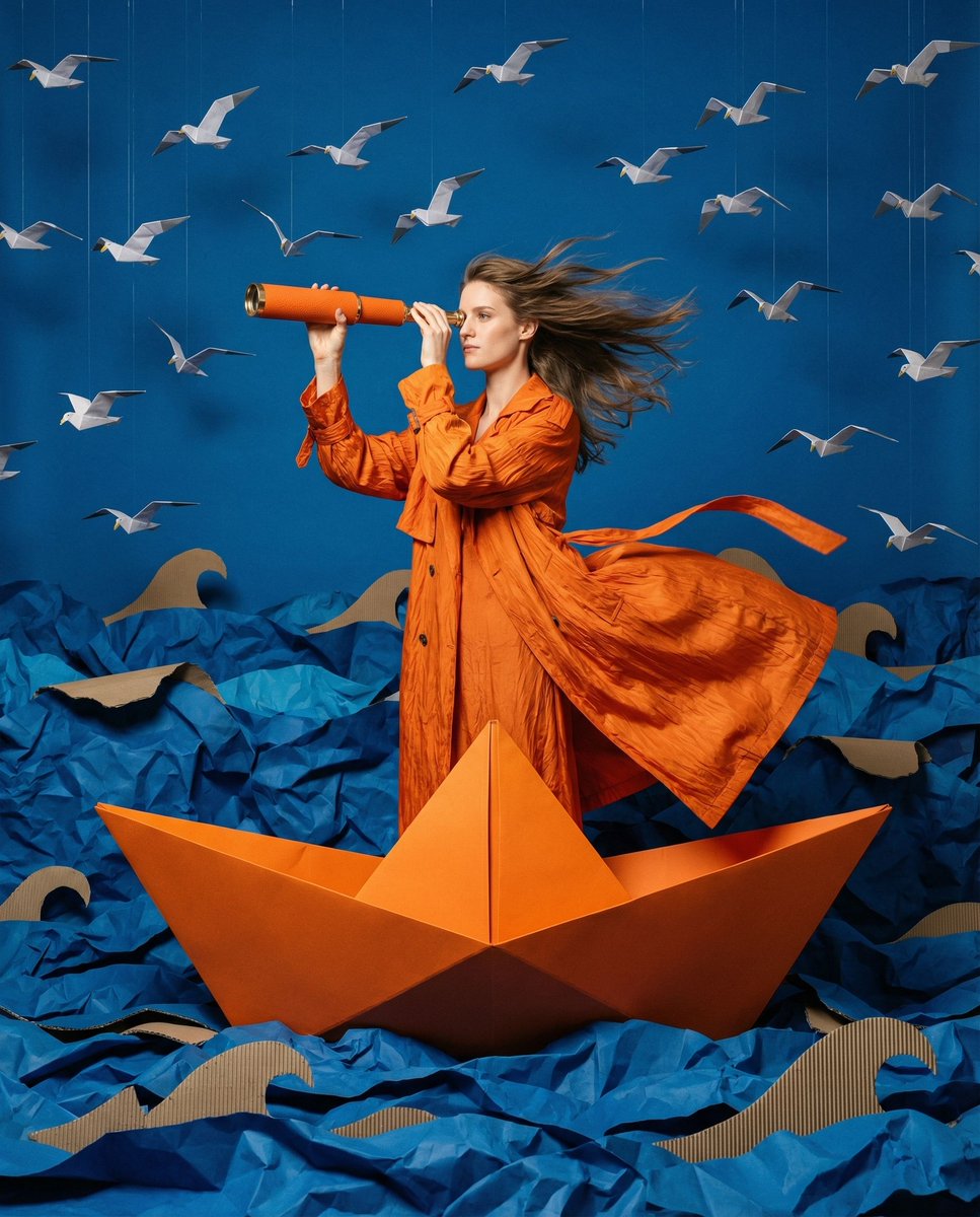 { "vibe_title_en": "Kinetic Paper Sea", "master_prompt": "高端编辑级、高预算实体特效超现实主义镜头。宏大对称居中构图:主…