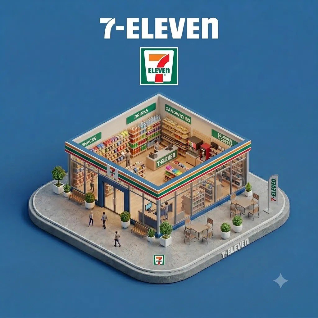 "放置在浮动混凝土平台上的品牌店面超精细等距3D微缩立体模型,从45度等距视角观察。开放式屋顶娃娃屋结构,搭配落地玻璃墙,真实内饰,小人物模型,高端家具,装饰植物,长椅,停车位…