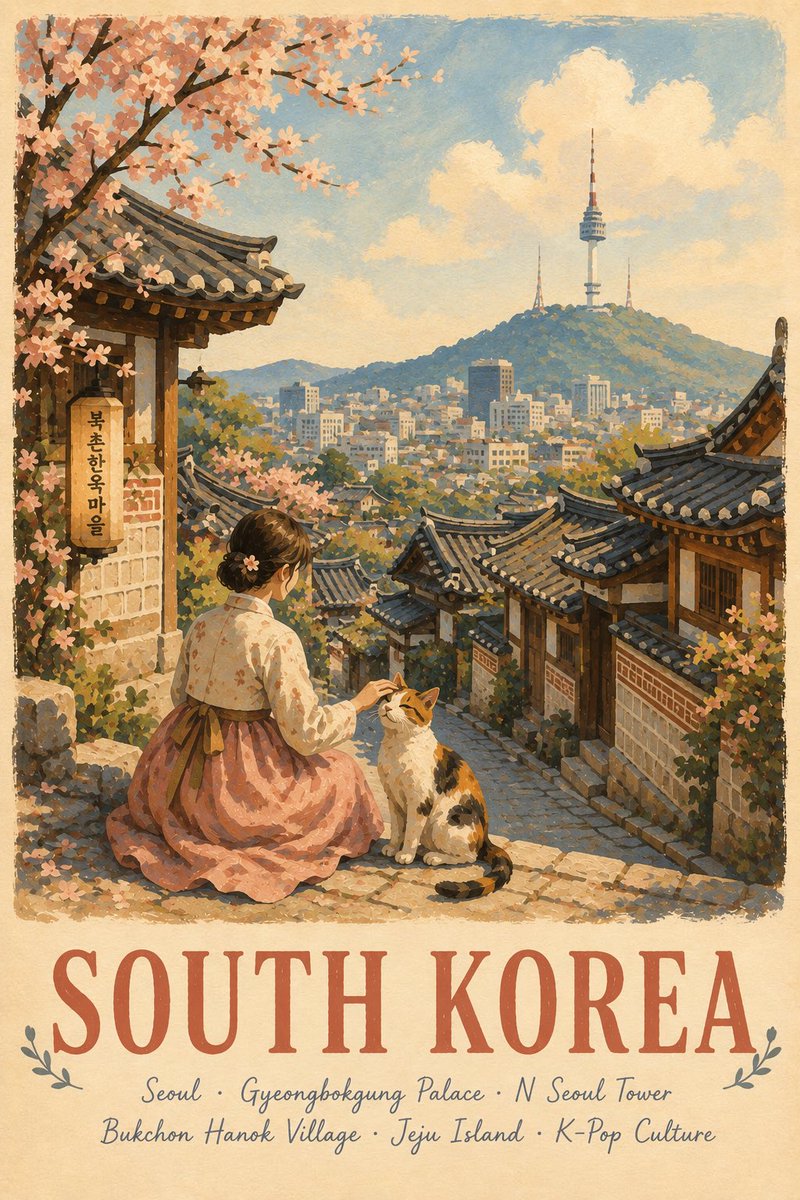 创作一张高级感插画旅行海报，以[CITY, COUNTRY]（城市，国家）为主题，采用奇趣的手绘水粉（gouache）风格。 突出[CITY]最具代表性的元素，包括[LANDMA…