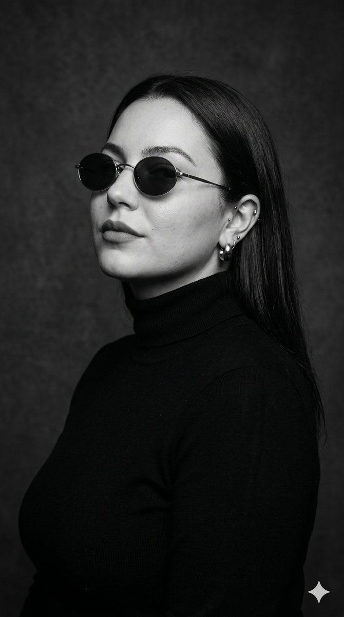 杰作级美术黑白时尚人像摄影,一位优雅的二十多岁女性,呈现出现代极简主义缪斯的原型气质。她拥有柔和的鹅蛋脸型、含蓄的高颧骨、清爽的女性化下颌线,以及以哑光单色质…