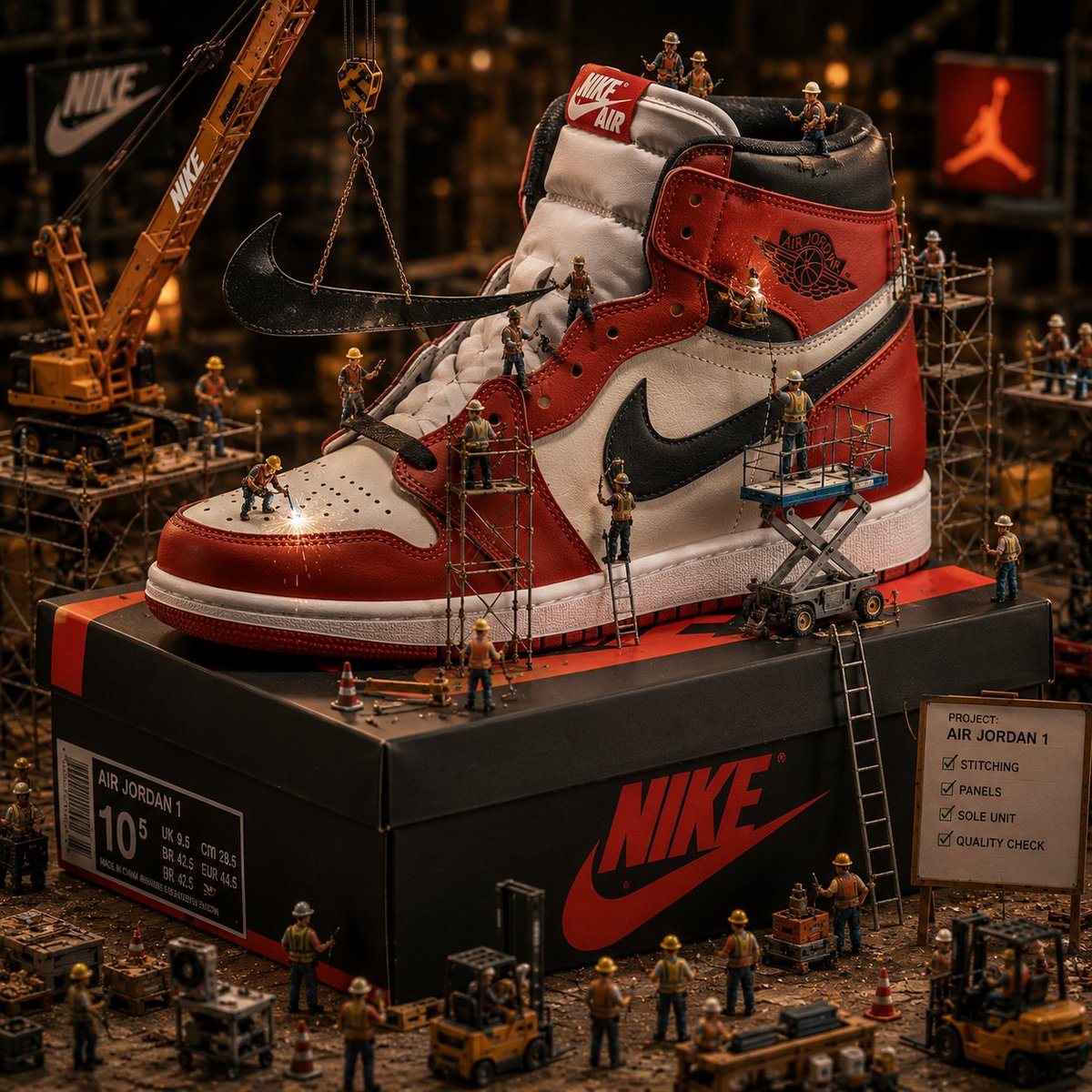 Nike 运动鞋组装项目 使用 GPT image 2 和 Kling AI 3.0 在 @Kling_ai 上制作 提示词 - 一个超现实的微距场景，展现微…