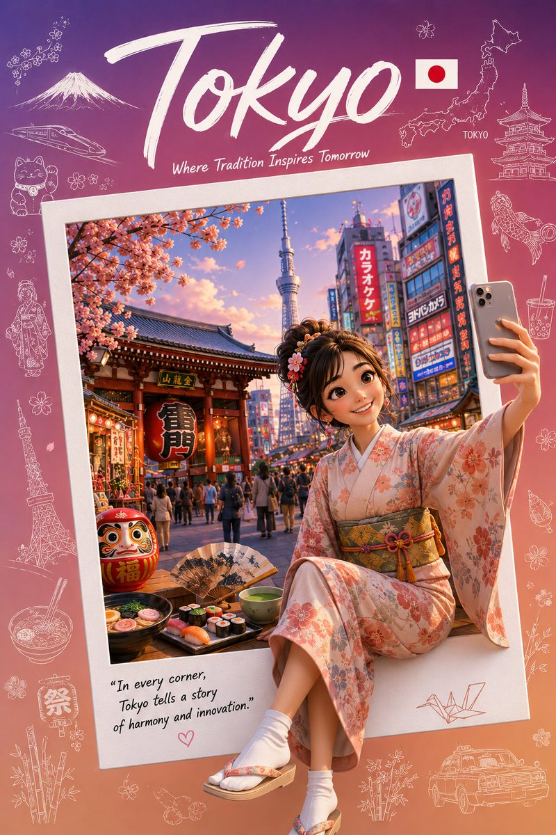 ChatGPT AI 上的 GPT image 2 提示词 👇 高级收藏版旅行海报提示词模板（可重复用于任何国家） 创建一个高级收藏版旅行海报，采用可爱的风格化 3D 卡通 /…