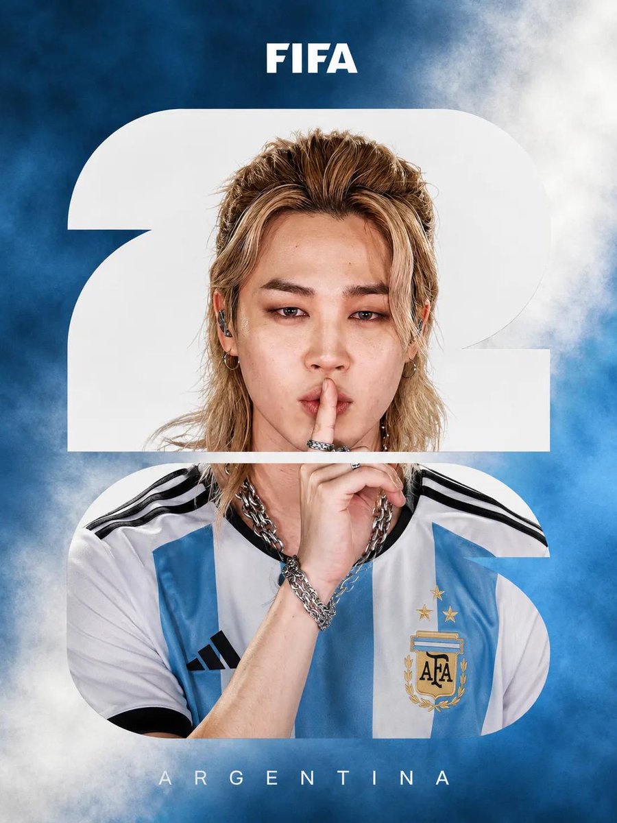 2026年国际足联世界杯 – 名人国家队海报 超写实影棚肖像照，一位著名流行歌手身穿官方国家队球衣，居中构图，简洁的编辑级体育宣传海报美学。背景充满大胆醒目的白色"26"排版字体…