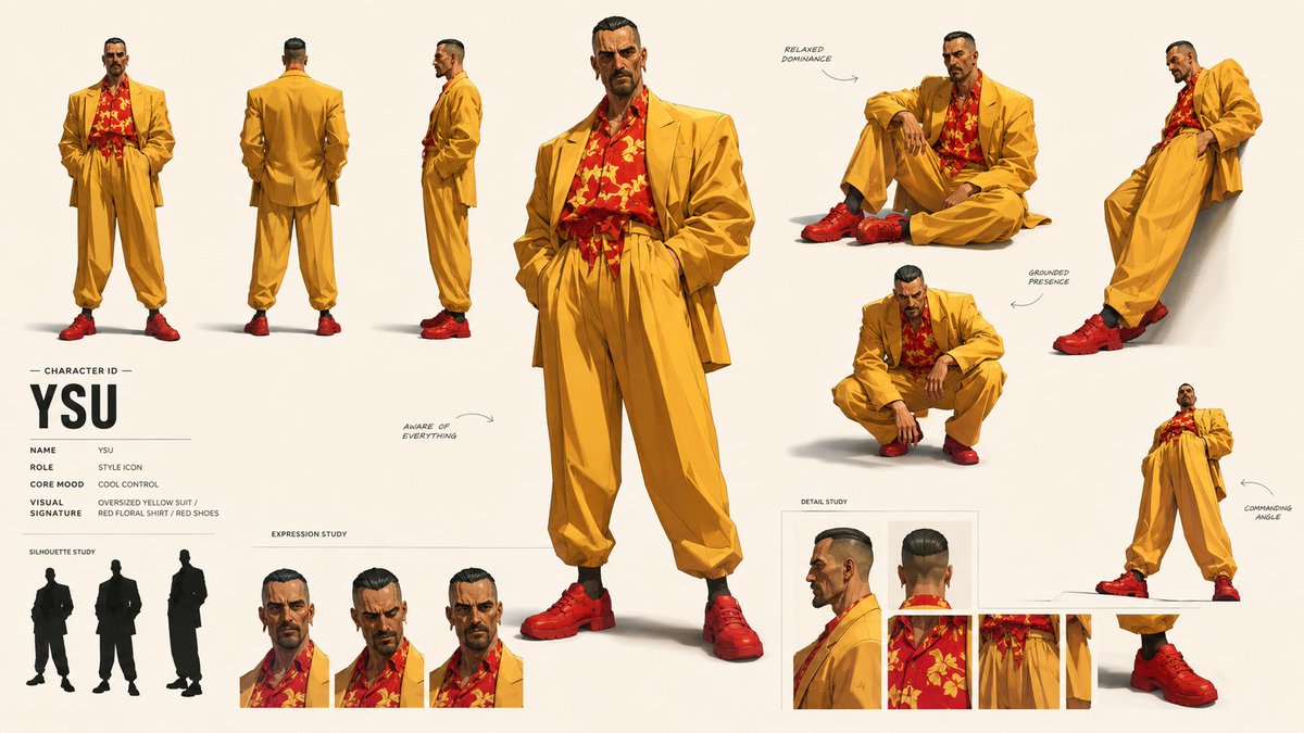 Create a 16:9 restrained formal stylized-3D martial-arts duel storyboard sheet image: a m…