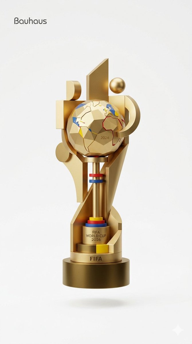 第二部分 - 以最惊艳的建筑风格重新构想 2026 年 FIFA 世界杯奖杯。 Nano Banana 2 on Gemini 提示词与使用方式: 对官方 2026 年 FIFA…