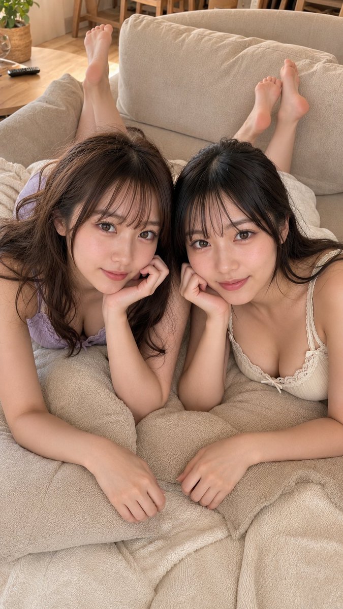 女友達とソファーでゴロゴロガチャ😍 以下のプロンプトをChatGPTにコピペするだけで 違うポーズ💃 違うキャミ👗 違う子が👧 毎回生成されます #GPTimage2 #生成画像…