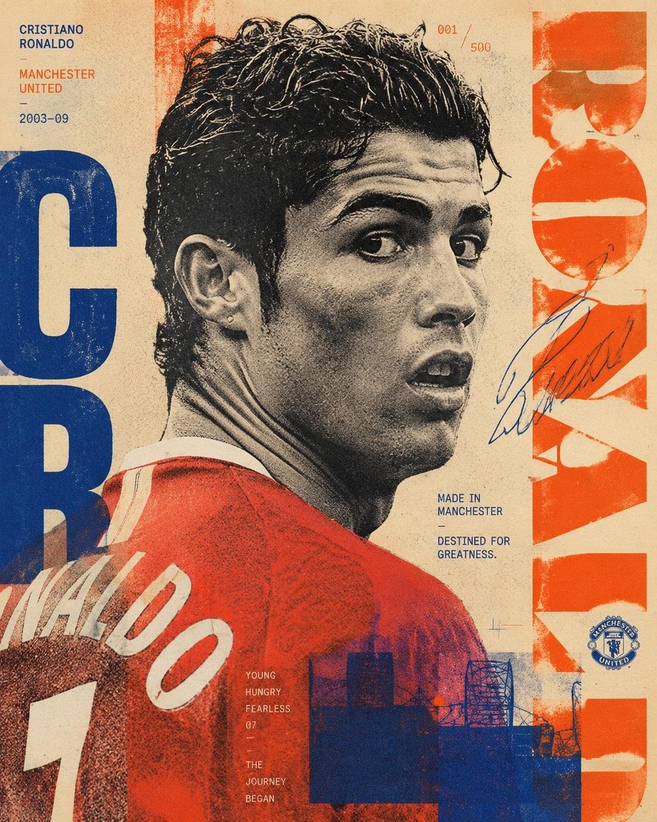 创作一张极具收藏价值的克里斯蒂亚诺·罗纳尔多（Cristiano Ronaldo）海报，灵感源自当代孔版印刷（risograph printing）、独立艺术…