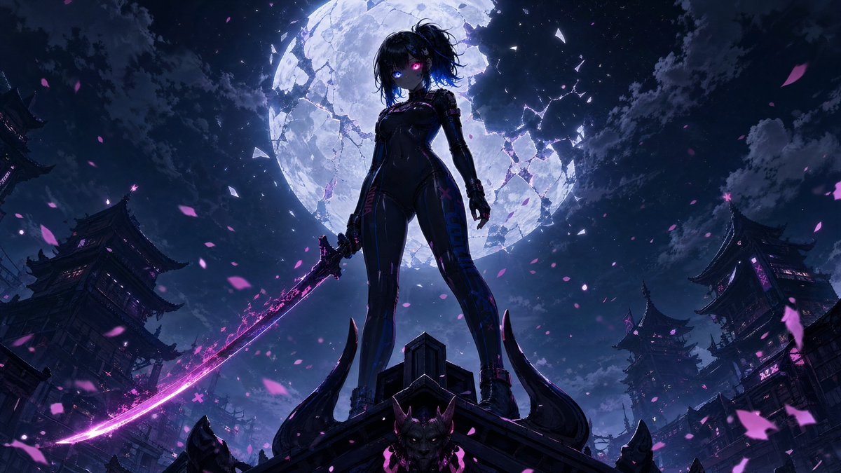 每日提示：隐藏BOSS之巅剪影 🌙⚔️💜💚 今日提示由我们的好朋友 @Nodoka_Katana 精心打造,让我们都化身为最终Boss。 今日每日提示会将你的角色参考图转变为一位…