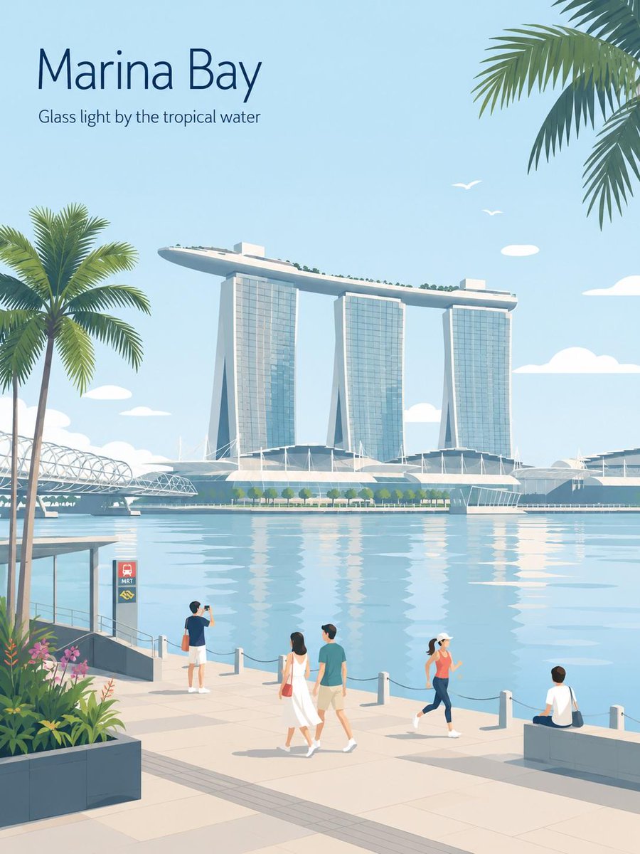 创作一幅极简风格的复古旅行海报插画，主题为[CITY / DESTINATION]（城市/目的地），灵感来自现代编辑型旅游艺术和日本旅游杂志封面。使用柔和的粉彩色调、干净的矢量风…