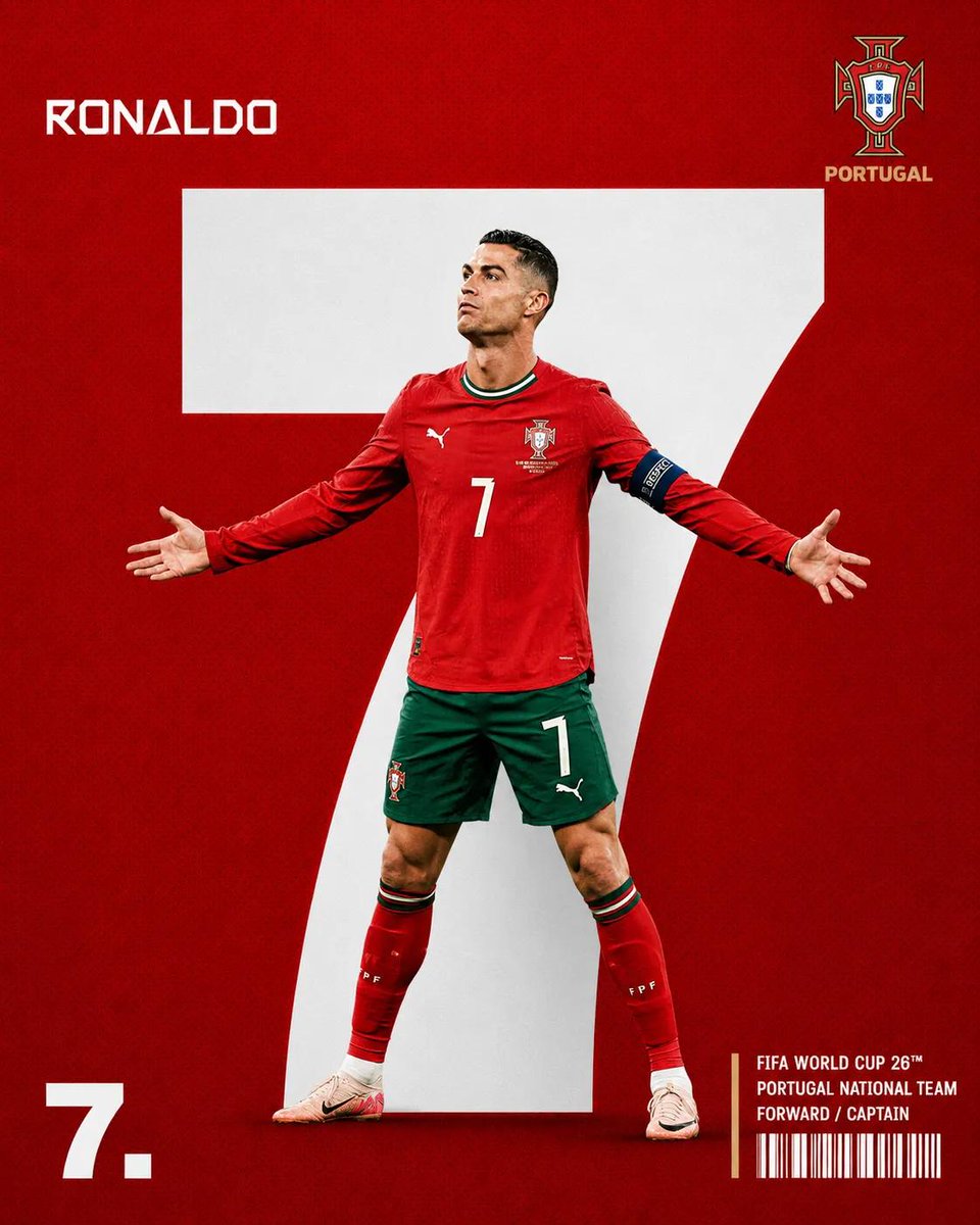 创作一张高级感 FIFA 世界杯球员海报，采用大胆极简的运动编辑美学。 主体： 一名全身职业足球运动员自信地站立在画面中央，双臂完全展开，微微仰头，表情坚定…