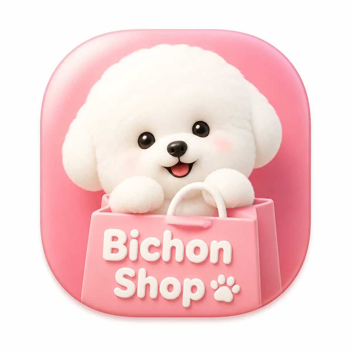 https://t.co/BrfzTFkfQe “Bichon Shop”的 macOS 应用图标。一个带有平滑连续圆角的圆角矩形（squircle）图标，居…