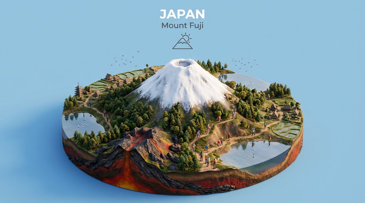 构建一座等距微缩 3D 立体模型，展示来自 [COUNTRY NAME/PLANET] 的自然奇观 [NATURAL WONDER]。 以 40-45 度的俯…
