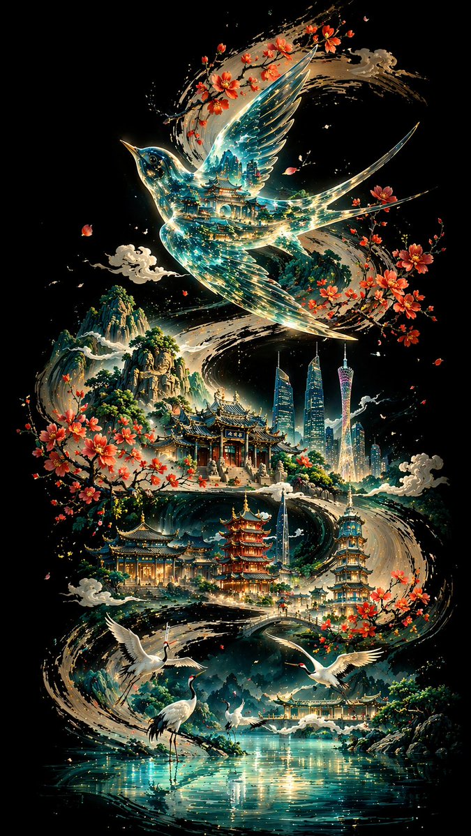 在纯正、深邃的黑色背景上，创作一张竖版 9:16 海报。让一道用黑色水墨书法绘制的、粗犷有力的 S 形曲线从画面一端蜿蜒至另一端，作为整幅构图的视觉主轴与叙事…