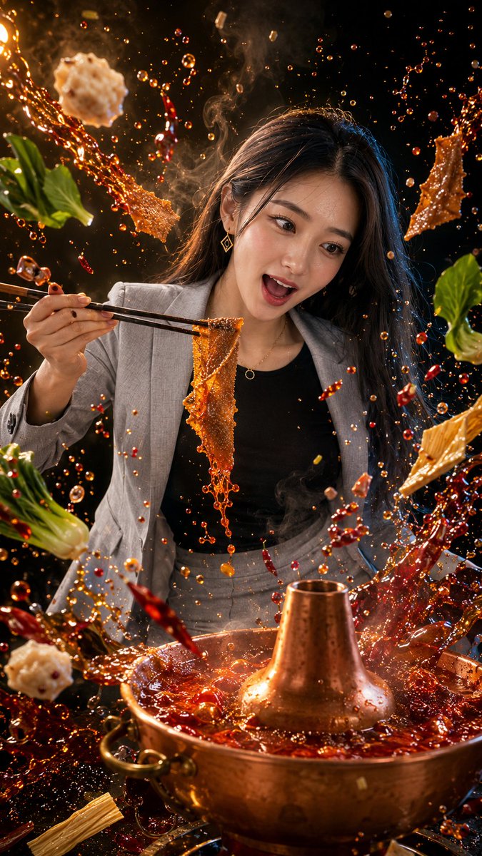 出去吃饭怎么能不拍几张有创意的照片呢? 食物飞溅定格创意照片。📷 GPT- image 2 prompt 👇 一张电影感高速摄影单帧,high-speed cinematic p…