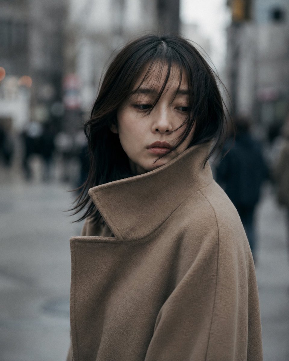 GPT Image 2 于 ChatGPT 城市未曾察觉 提示词⬇️⬇️⬇️ 85mm f/1.4 镜头人像拍摄,中近景,一位二十多岁的日本女性,黑色头发在风中微微飘动,稀疏的刘…