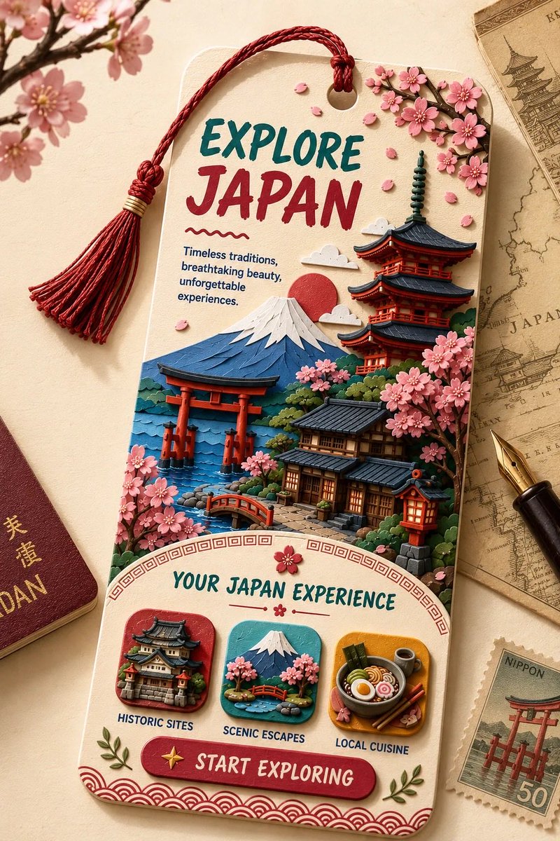 https://t.co/BNWQl1ILsI 一款以 {LOCATION} 为主题的高级竖版 2:3 收藏级旅行书签。将其设计为一张高挑的卡纸书签,圆角造型,放置在温暖奶油色的…