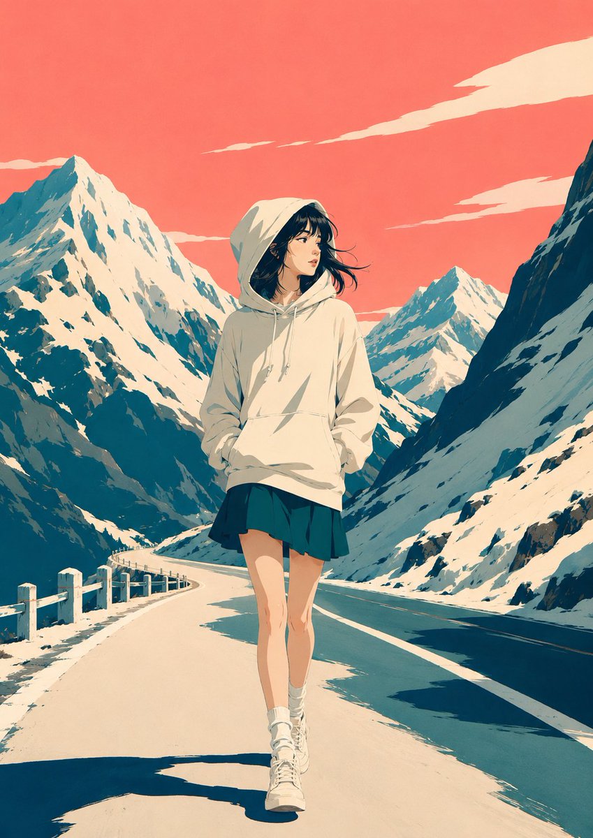 https://t.co/Q7csxiZPOM 一幅精致的日式插画，带有复古旅行海报的感觉，以 [xxx] 作为主体。参照高端日系时尚插画的风格来刻画主体：修长优雅的轮廓、匀称优…