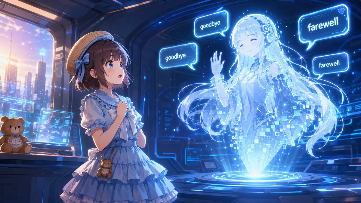1girl, tanuki girl, surprised expression, looking at a glowing AI agent, AI age…