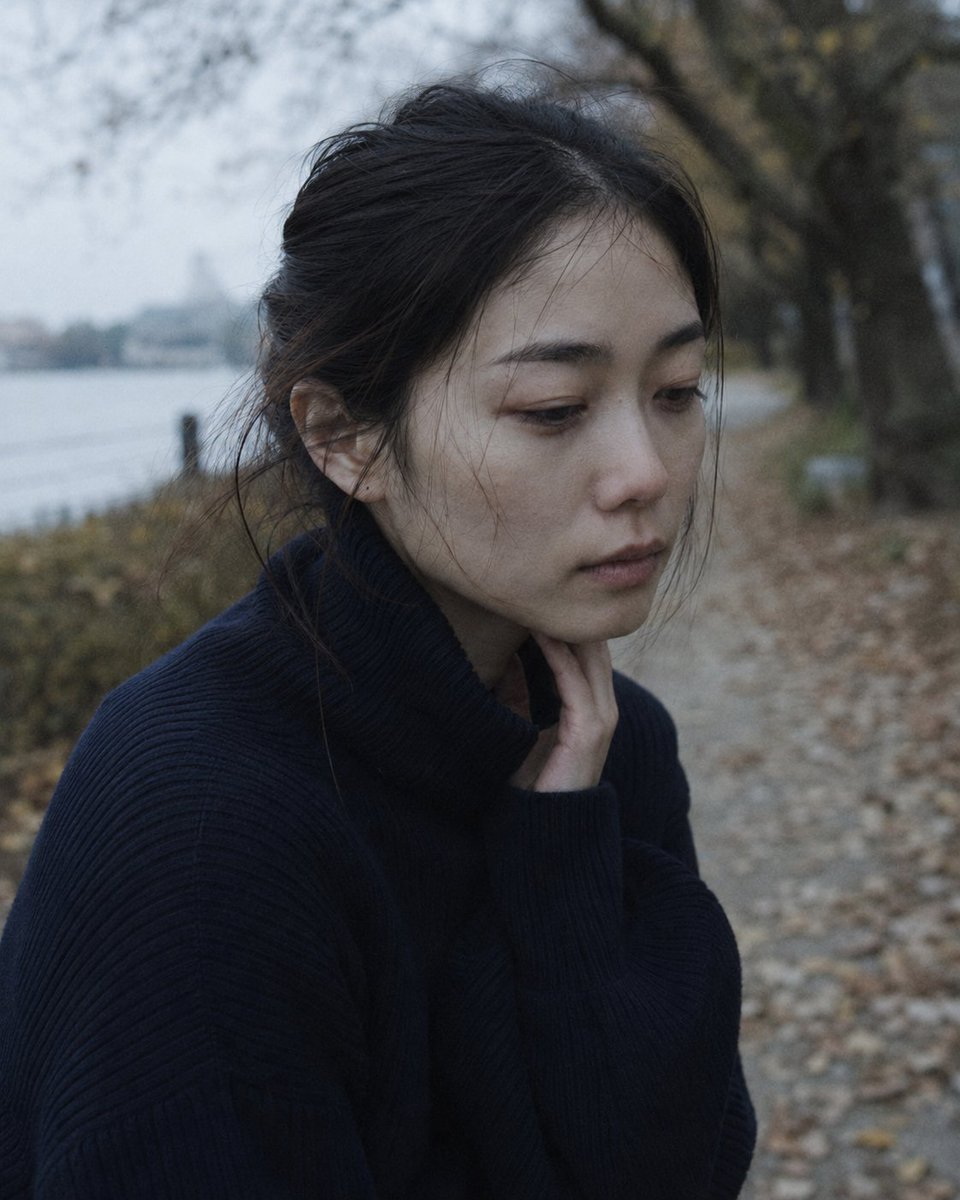 GPT Image 2 on ChatGPT 秋日无需道歉 提示词⬇️⬇️⬇️ 85mm f/1.8 镜头拍摄的人像，中近景，一位二十五六岁的日本女性，深色头发松松地扎成低发髻…