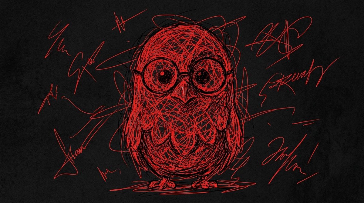 一张纯粹涂鸦艺术风格的画作，画在 [BLACK] 垃圾摇滚纹理质感的纸上。在画面中央，一团密集、混乱、由狂乱线条纠缠而成的粗略轮廓构成了 [THE ATTACHED IMAGE]…