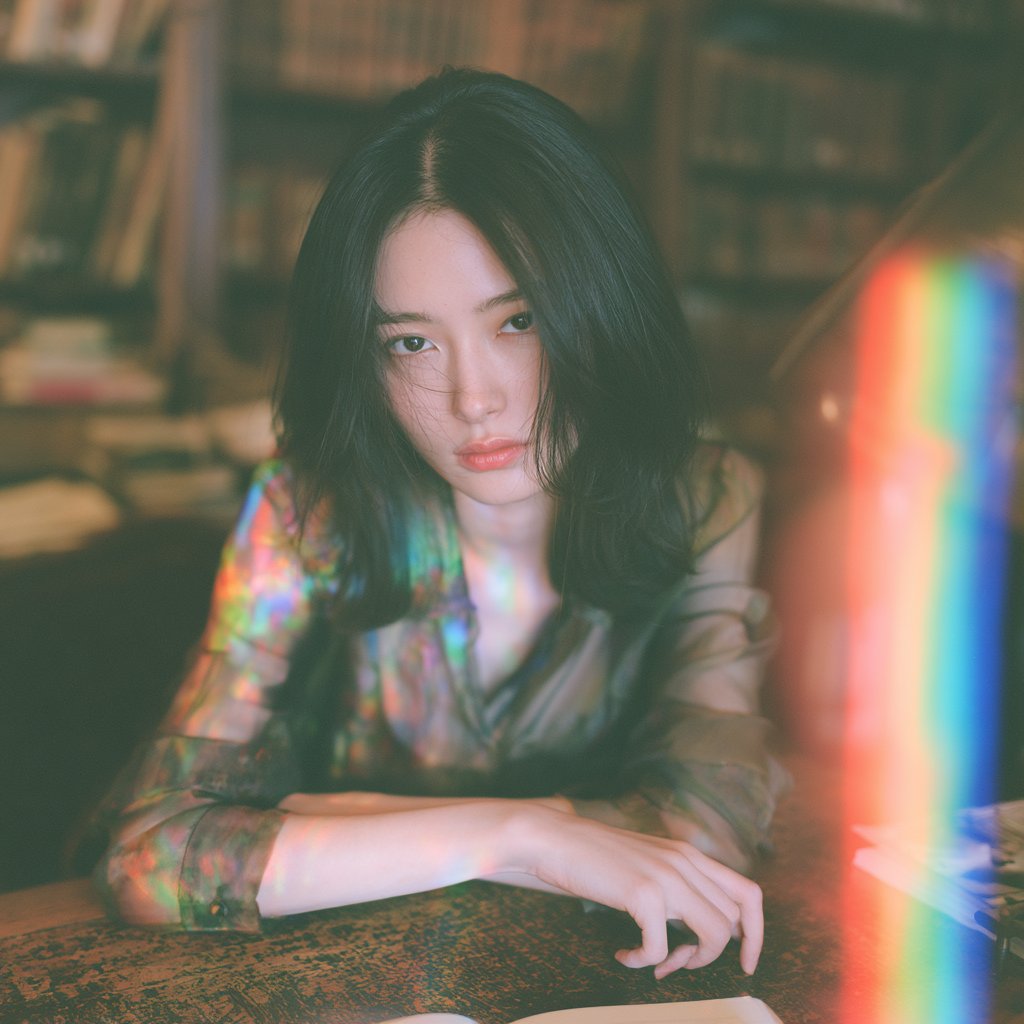 20多岁、性感迷人的日本或韩国女性。性感高挑、纤细而曲线优美的轮廓，身体比例锚定94-58-92，腰部纤细有型，臀部圆润，腹部平坦。面部特写紧凑，填满画面，置…