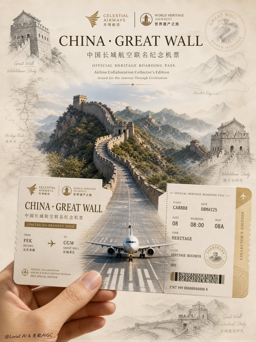 廉价旅游宣传册,趣味剪贴簿风格,卡通纪念碑,假长城,凌乱的水彩泼溅,玩具飞机,通用山岳地标,过度饱和的旅游色彩,堆砌的拼贴,薄弱的票据写实感,扁平光照,嘈杂背景,低端纪念品设计…