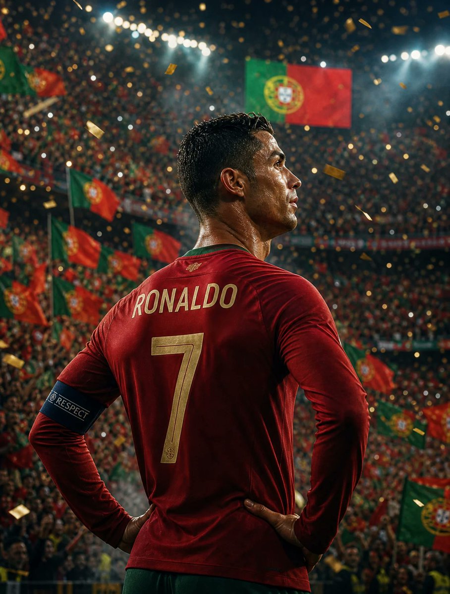 克里斯蒂亚诺·罗纳尔多（Cristiano Ronaldo）独自一人站立，双手叉腰，静静地望向一座沸腾的足球场，看台上挤满了挥舞着成千上万面葡萄牙国旗的葡萄牙支持者。他的眼中闪烁…