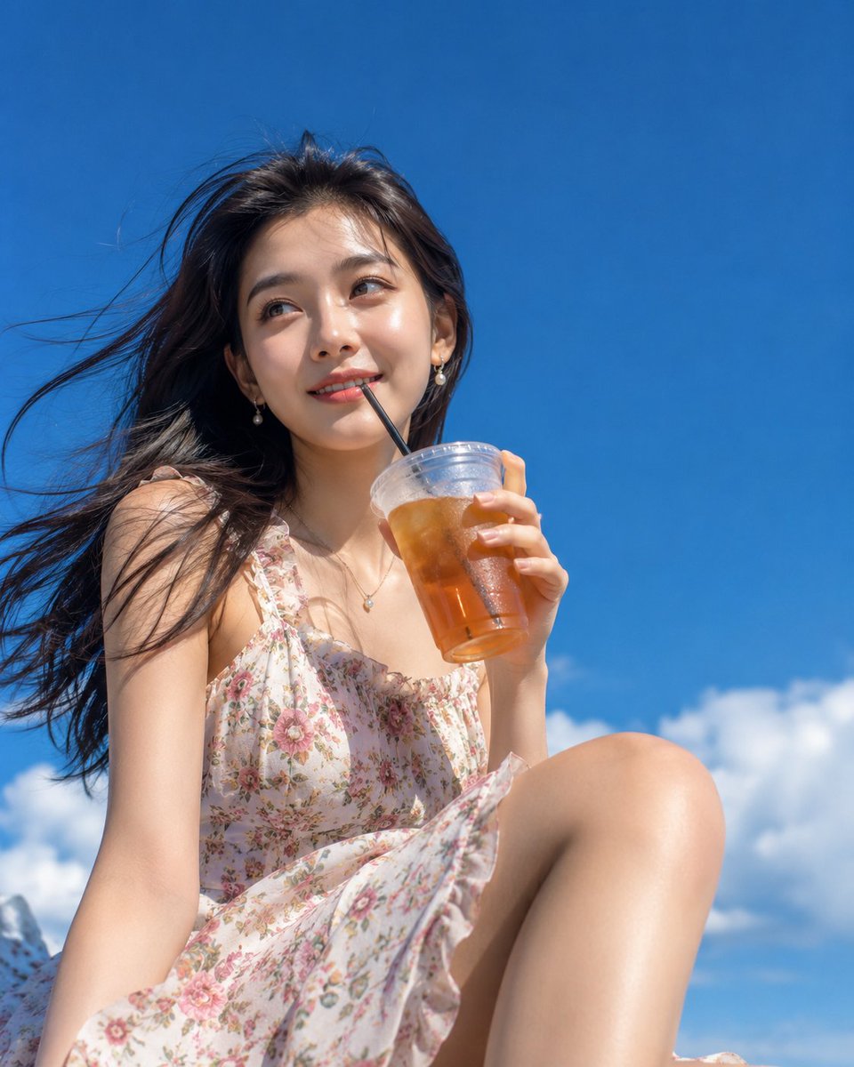 创作一张超写实的抓拍生活人像肖像，主体是一位美丽动人的18岁印尼女性，拥有白皙偏暖色调的肌肤、清新自然的妆容、轮廓分明的眉毛、细腻的眼线、纤长卷翘的睫毛，以及水润的裸色唇彩。她拥…