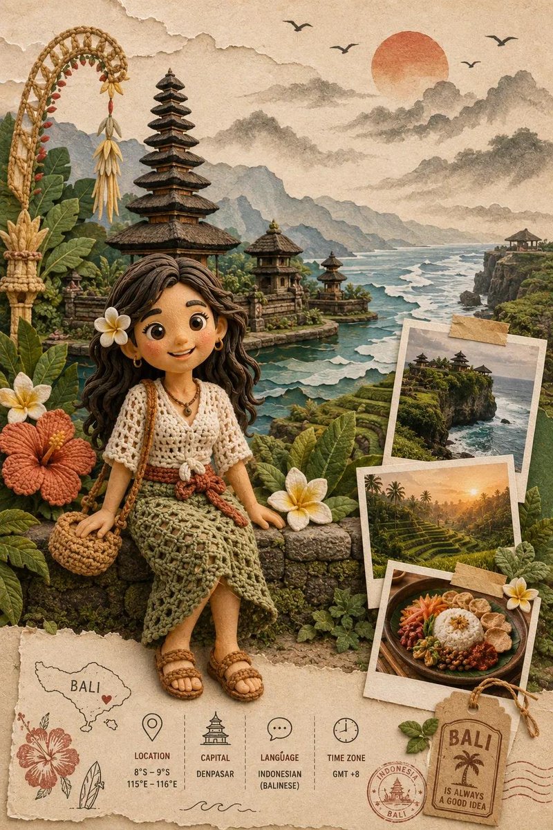 竖版 2:3 Instagram 旅游海报，[LOCATION]（地点），系列可收藏的手工旅行艺术作品之一。画面中任何位置均不得出现标题、主标题、口号或说明文字。 风格：手工立体…
