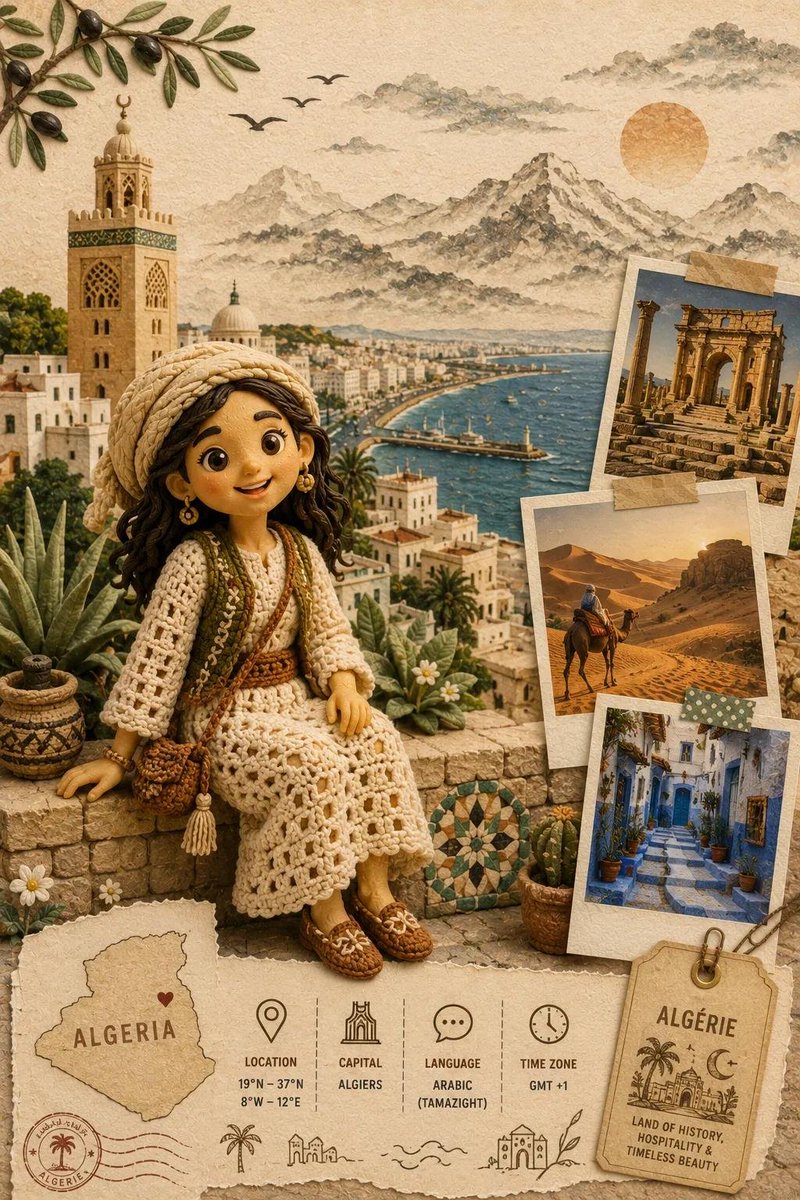 竖版 2:3 Instagram 旅游海报，[LOCATION]（地点），系列可收藏的手工旅行艺术作品之一。画面中任何位置均不得出现标题、主标题、口号或说明文字。 风格：手工立体…