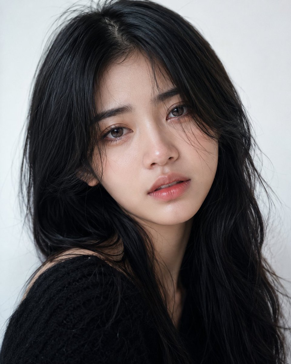 极度写实的极致特写美妆人像，拍摄一位20岁、容貌出众的印尼女子。她拥有白皙暖调的肌肤、光滑透亮的肤色、真实的毛孔、细腻自然的微光以及完美无瑕的健康肌理。她有着…