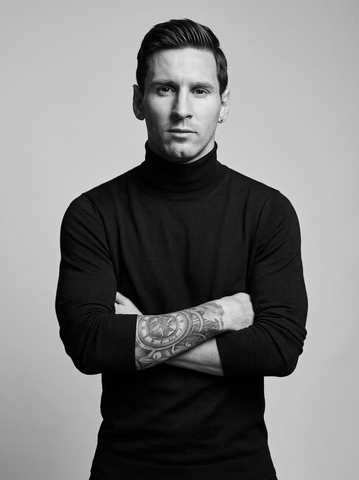 超写实的黑白影棚人像：一位自信的运动型男子正面直视镜头，双臂交叉于胸前。 人物占据画面垂直方向的约 75–80%，裁切范围从大腿中部向上。他身穿一件剪裁合体的…