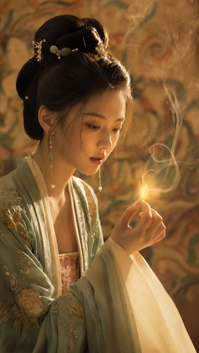 中国古代服饰美人👧 GPT 图像 2 提示词 👇 创建一张照片写实风格的 9:16 电影感人像肖像，描绘一位极其美丽的成年东亚女性，位于中国古代室内环境中，画…