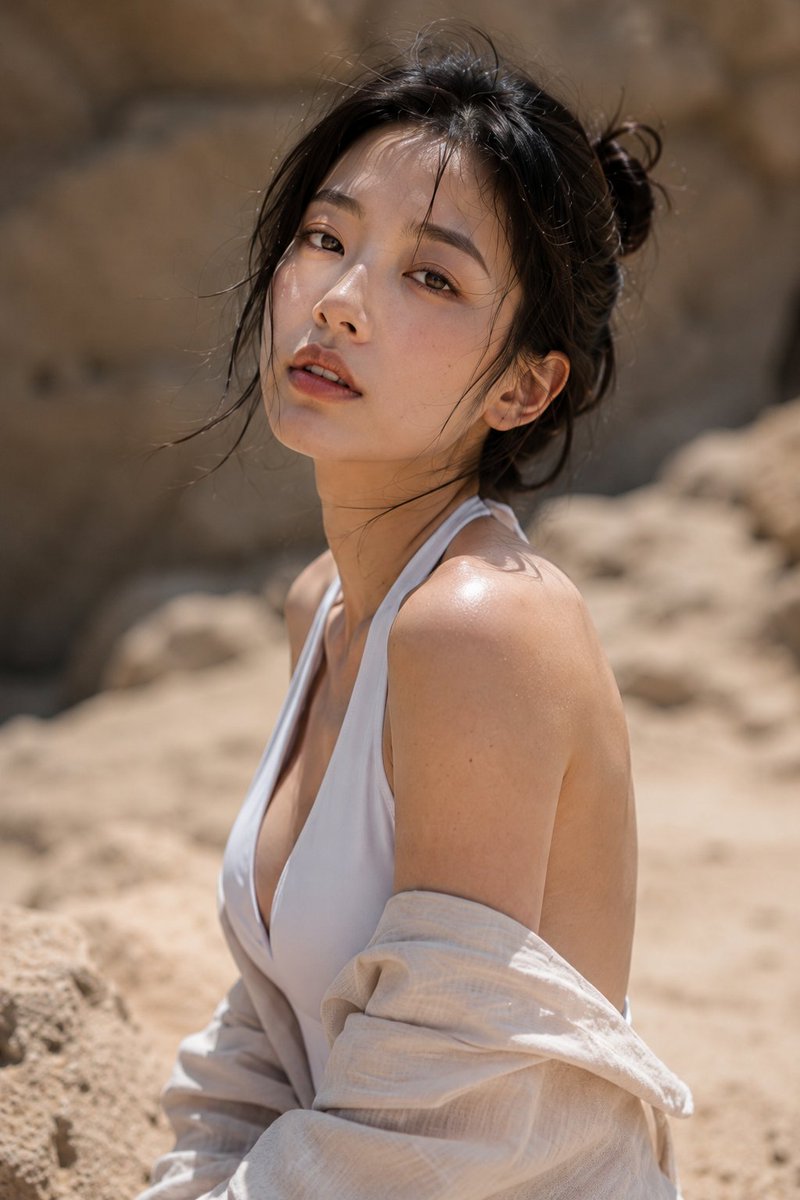 GPT Image 2 于 ChatGPT 沙漠｜泳装｜美女 -- （1） Prompt ⬇️⬇️⬇️ A young Korean woman stands…