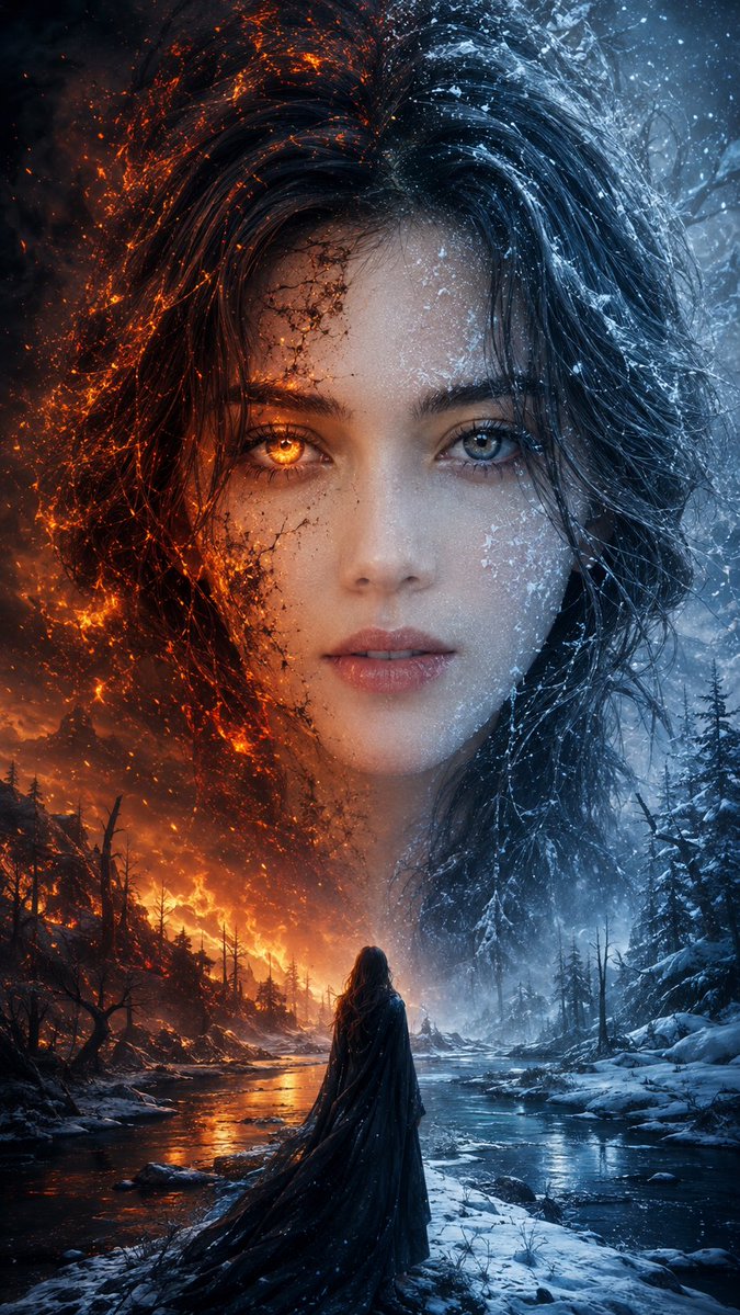 超写实 IMAX 级 Netflix 风格电影感奇幻人像，9:16 竖版构图，以所上传的图像作为主要的创意与构图参考，打造一个以女性视角呈现的黑暗奇幻场景：一…